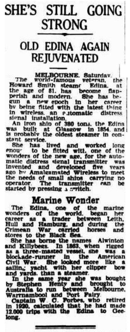 Newcastle Sun (NSW) - Edina Still Going Strong - 20 July 1935