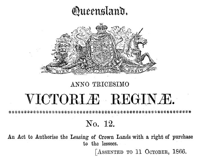 Queensland – Leasing Act of 1866