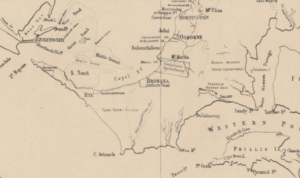 Mornington Peninsula Map c 1858