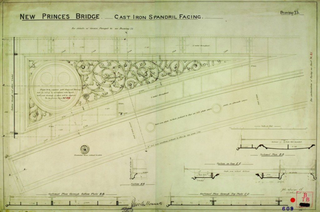 Princes Bridge Cast Iron Sandril Facing - Drawing No 23